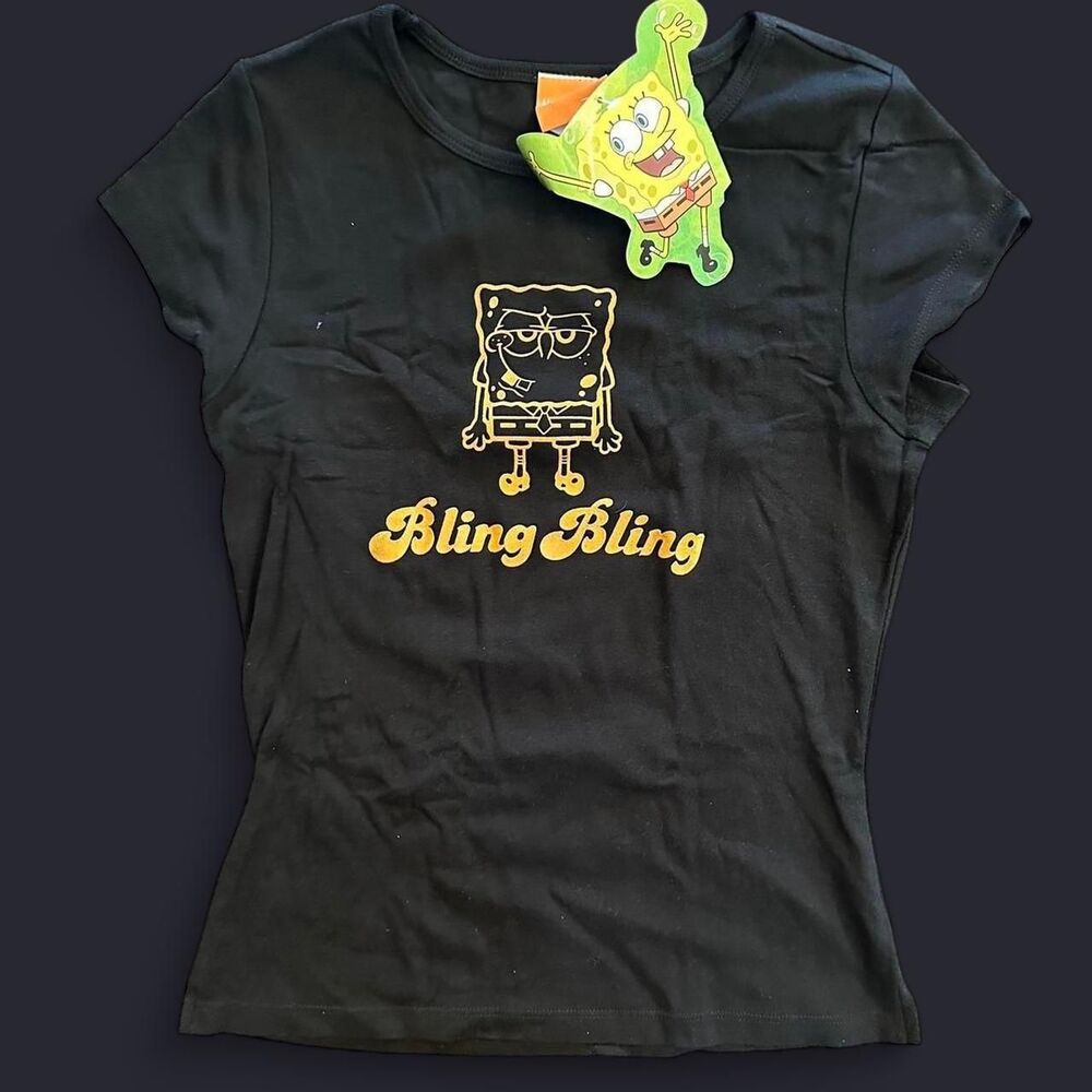 Y2K Scene Emo Bling Bling Spongebob Baby Tee